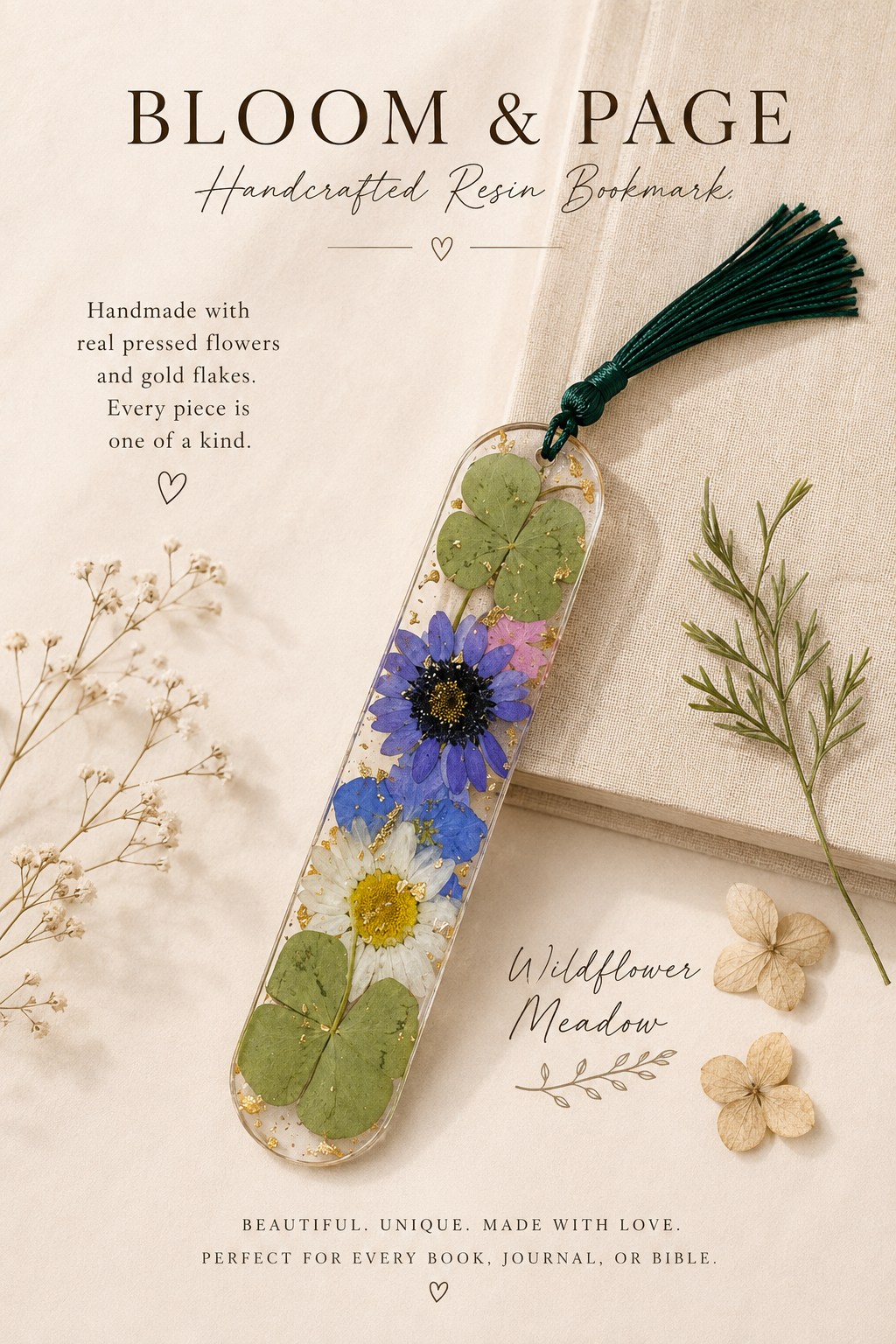 Bloom & Page | Pressed Flower Resin Bookmark