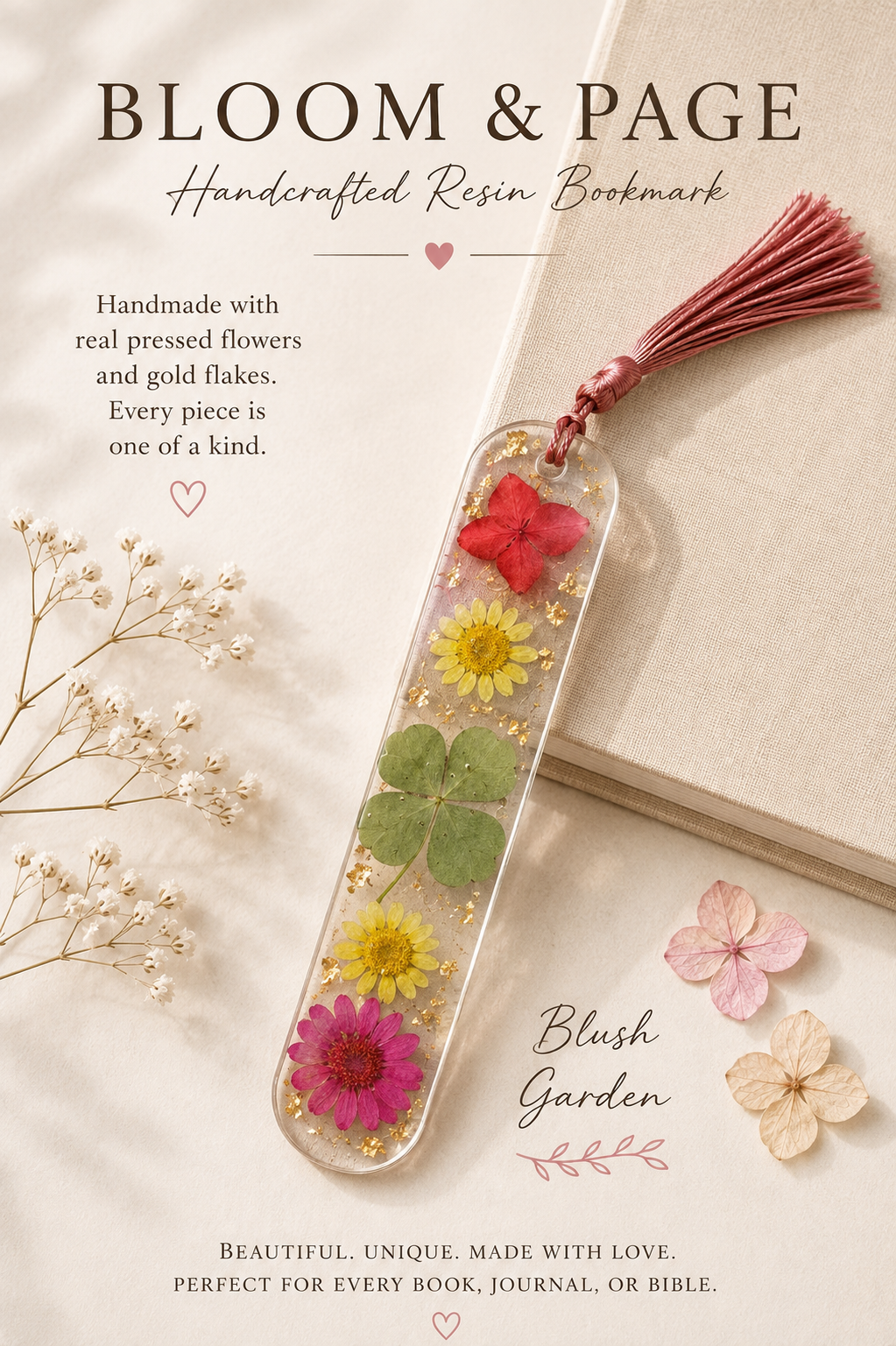 Bloom & Page | Pressed Flower Resin Bookmark