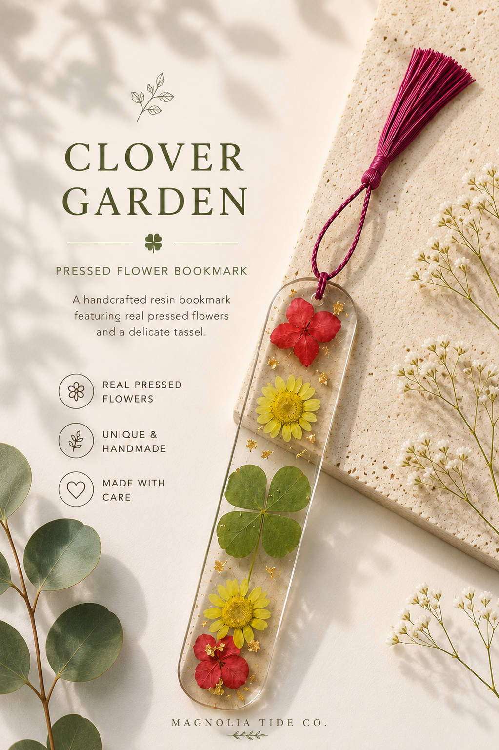 Bloom & Page | Pressed Flower Resin Bookmark