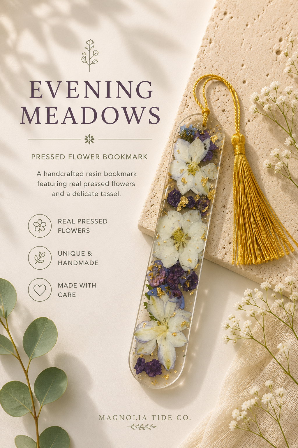 Bloom & Page | Pressed Flower Resin Bookmark