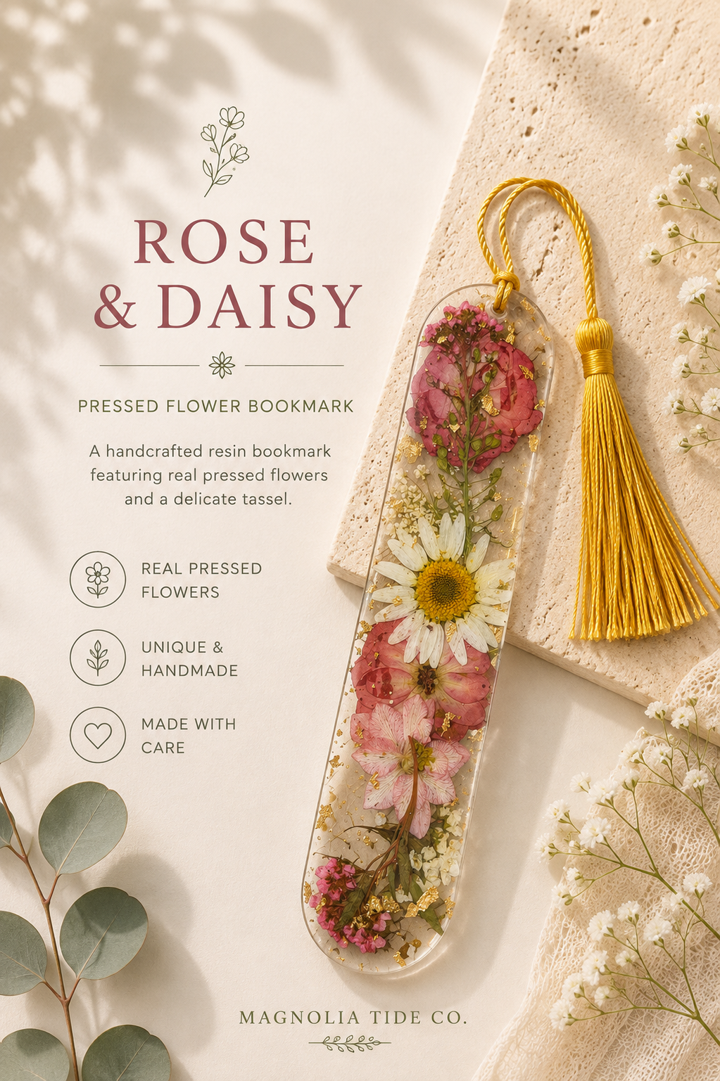 Bloom & Page | Pressed Flower Resin Bookmark