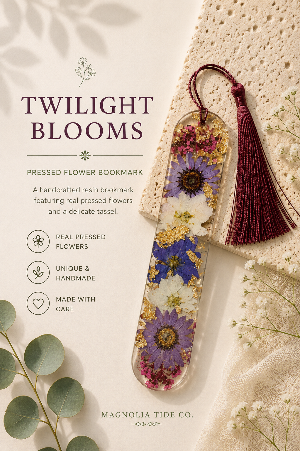 Bloom & Page | Pressed Flower Resin Bookmark
